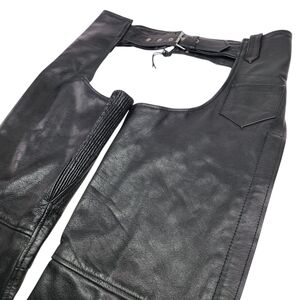 Xelement Men's Black Genuine Leather Motorcycle Chaps Size 36